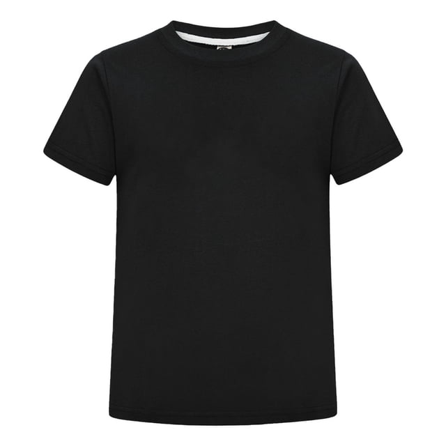 Playera negra para niño algodón, básica, manga corta, ideal para estampado de caricaturas o uso diario