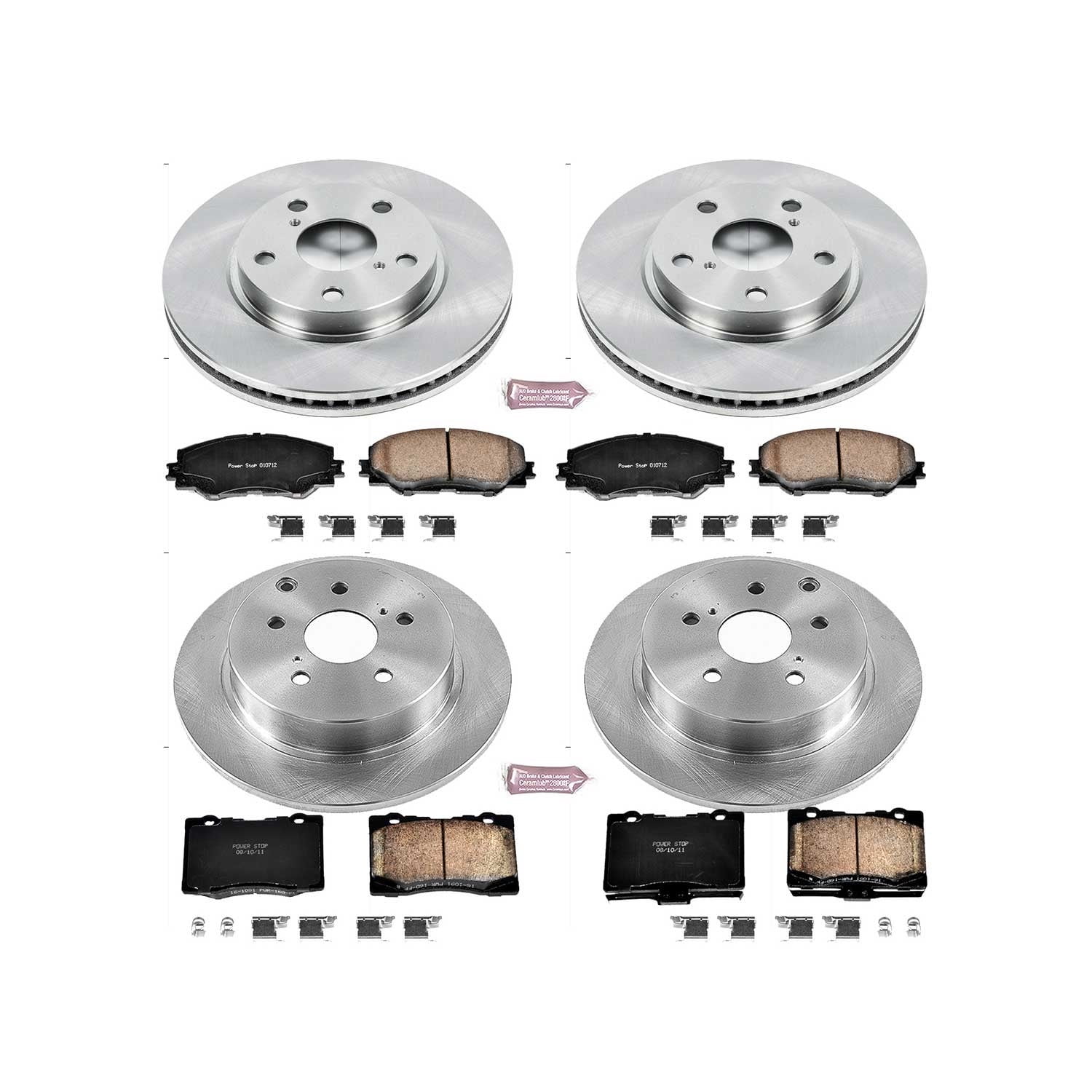 PowerStop Front and Rear Stock Replacement Brake Pad and Rotor Kit Fits: TOYOTA Select Models KOE6763