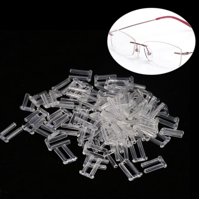 LHCER Rimless Glasses Sleeves, Glasses Compression Sleeves,3 Types 100pcs New Plastic Compression Sleeves for Rimless Glasses Accessories Tools