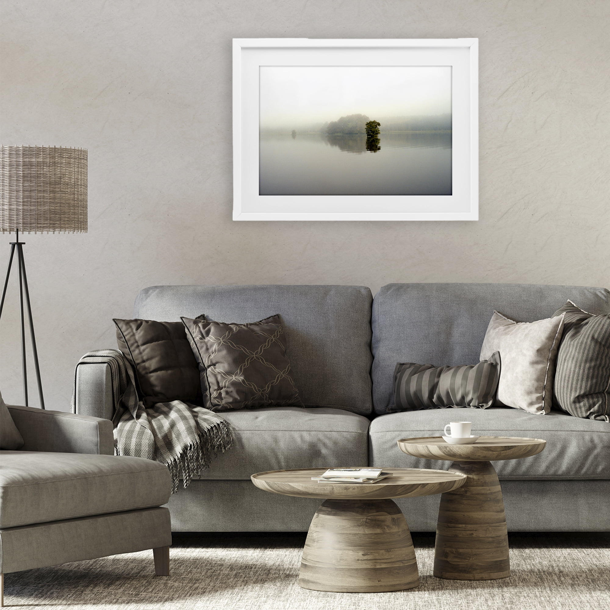 Stupell Industries Misty Lake Reflection White Framed Print Under Glass, design by Gail Peck