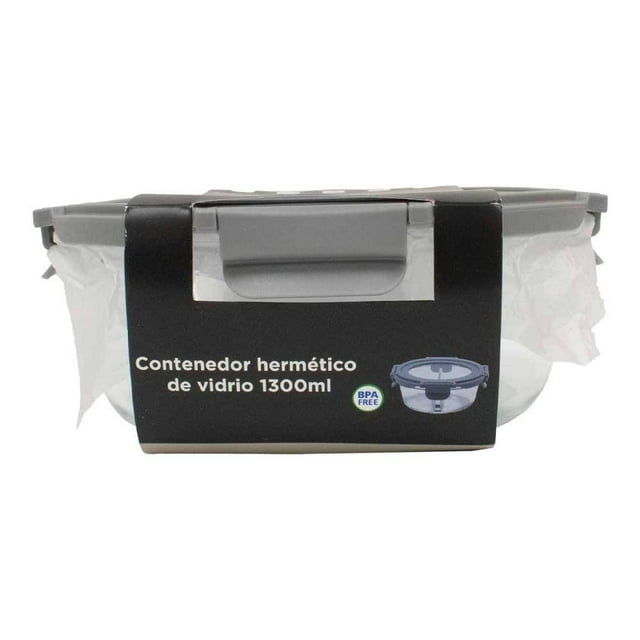 Contenedor Hermético Hometrends de Vidrio Transparente Circular 1300 ml