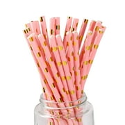 Kripyery 25Pcs/Set Straw Disposable Solid Straight Lightweight Round Drinking Dots Printing Multifunctional Safe Bottles Cup Straws for Home Use