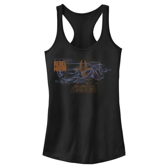 Junior's Rebel Moon Imperium Space Fighter Grid  Racerback Tank Top Black X Small