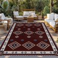 thumbnail image 2 of Brown Boho Outdoor Rug for Patio/Deck/Porch, Non-Slip Large Area Rug 5 x 8 Ft, Retro Farmhouse Abstract Geometric Ethnic Art Indoor Outdoor Rugs Washable Area Rugs, Camping Rug Carpet Runner, 2 of 8
