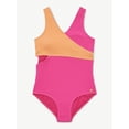 thumbnail image 4 of Justice Girls One Piece Color Block Wrap Swimsuit, sizes XS-XL, 4 of 5