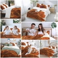 thumbnail image 5 of 3 Piece Burnt Orange Duvet Cover Set Twin Size, Microfiber Comforter/Quilt Cover with Corner Ties and 2 Pillowcases, Sparkle Gold Stained Floral Flower Art All Season Soft Bedding with Zipper Closure, 5 of 8