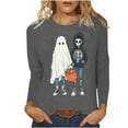 thumbnail image 3 of Drses‌‌ ‌‌‌Women's Halloween Graphic Tee - Ghost Print & Pumpkin Long Sleeve Casual Pullover‌ Shirt‌, 3 of 7
