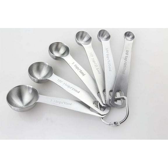 INTSUPERMAI Measuring Spoons Set of 6 with D-RING Holder Stainless Steel Household