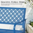 thumbnail image 5 of Dovov Oversized Outdoor Bench, Modern Patio Bench Steel Garden Bench Metal Bench Loveseat with Geometric Backrest, Blue, 5 of 11