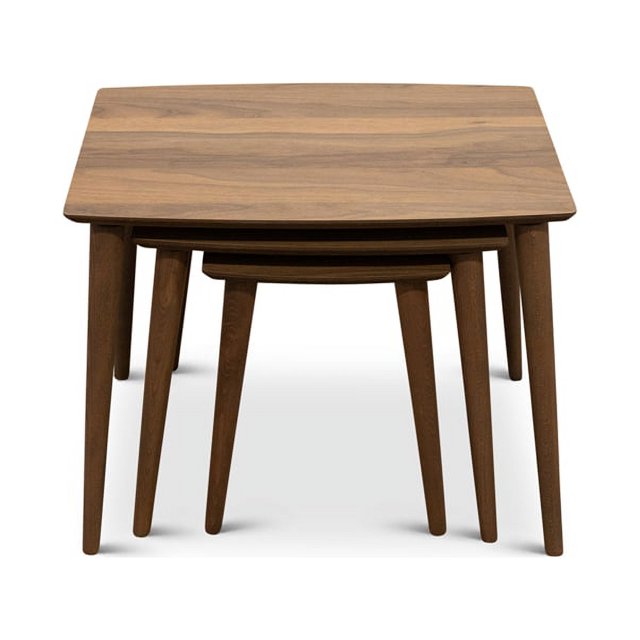 Reid Mid-Century Modern Wood Nesting Tables in Walnut (Set of 3)