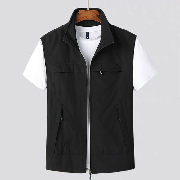 Aqestyerly Men's Outdoor Tooling Vest Thin Casual Quick Drying Multi Pocket Loose Fit Mountaineering Vest HWRETIE