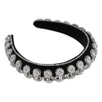 Unique Bargains Bling Rhinestone Headband Double-layered Rhinestone Silver Tone Flannel Wide Edge Headband 5.71"x1.30"