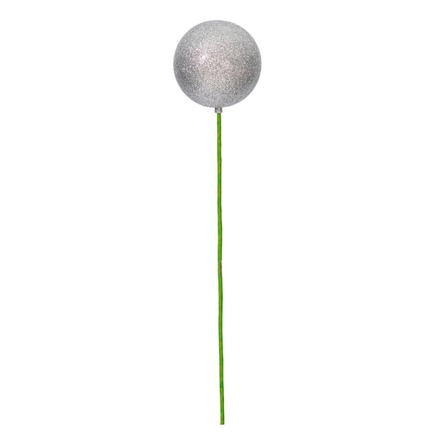 Adorno colgante Vickerman de 10 cm x 46 cm en barra con purpurina plateada