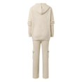 thumbnail image 6 of Women's Hooded Sports Casual Sweater Knitted Set Interview Outfit Pant Suits for Women Dressy Wedding Guest Girls Interview Suit Fancy Suits for Women Two Piece Pants Outfits plus Size Pant Suits for, 6 of 8