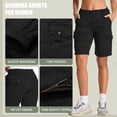 thumbnail image 4 of FEN AI Womens Bermuda Cargo Shorts Black with 7 Pockets Elastic High Waist Casual Summer Shorts for Ladies Travel Outdoor Wear, 4 of 8