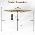 thumbnail image 3 of Costway 7.5 ft Solar Powered Patio Umbrella with LED Lights Push Button Tilt Crank Handle Beige, 3 of 10