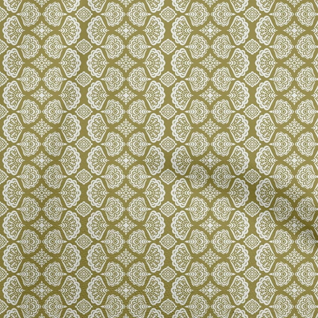 oneOone Cotton Cambric Lime Green Fabric Asian Block Sewing Material Print Fabric by The Yard 42 Inch Wide