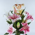thumbnail image 3 of Limei Flower Display Bright-colored Wide Application 3 Heads Lilies Simulation Flower Anti-drop Unique for Decoration, 3 of 7