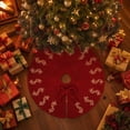 thumbnail image 5 of Mini Knitted Christmas Tree Skirt, Small Red Xmas Tree Mat, Soft Polyester Tabletop Base Mat for Desktop Holiday Decor for Home Fireplace Mantel Ornament Small Desktop Tree, 5 of 7
