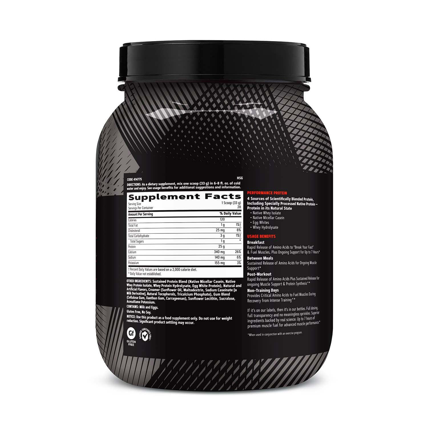 GNC AMP Sustained Protein Blend | Targeted Muscle Building and Exercise Formula | 4 Protein Sources with Rapid & Sustained Release | Gluten Free | Peanut Butter Puffs | 28 Servings