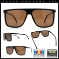 thumbnail image 2 of Polarized Oversize Flat Top Rectangle Horn Rim Plastic Mens Fashion Sunglasses All Brown, 2 of 8