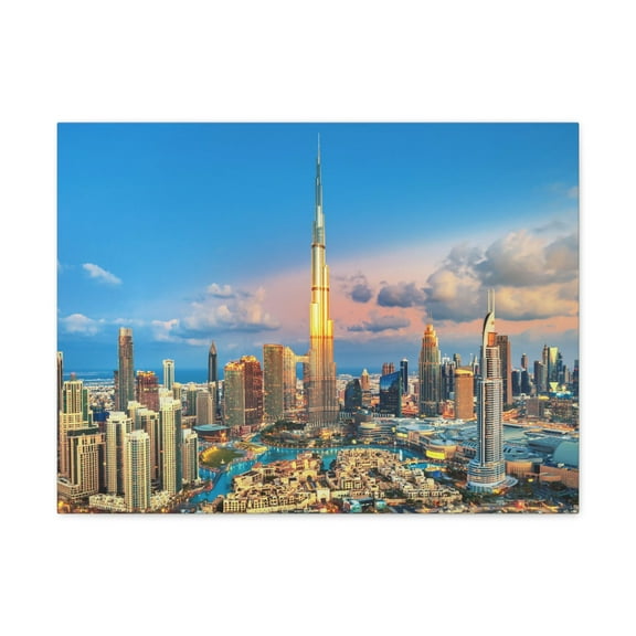 Dubai Daytime Skyline Canvas Artwork Breathtaking Stunning Cityscape for Home Decor Ready to Hang
