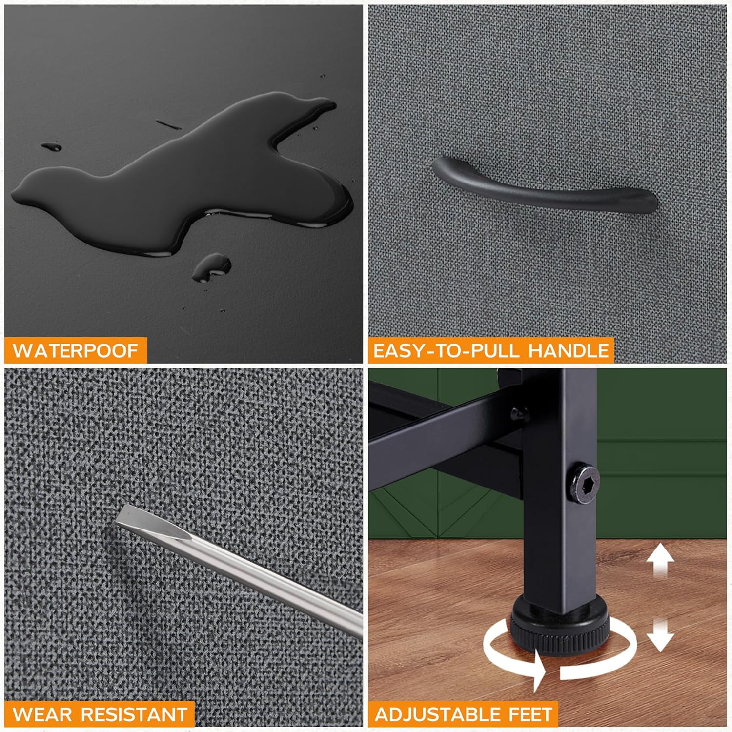 4 Drawer Dresser, Tall Chest Of Drawers Nightstand Storage Tower Storage Dresser Fabric Dresser With Wood Top for Living Room, Bedroom, Hallway,Grey
