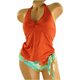 thumbnail image 1 of Tommy Bahama Tankini de 2 piezas con parte inferior floral sólida para mujer, rojo, XS, 1 of 2