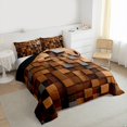 thumbnail image 3 of Homewish Black Brown Plaid 3 Pieces Queen Comforter Set For Female Men Adults,Abstract Geometric Buffalo Ultra Soft Bedding Sets,Futuristic Cubes Bedding Comforter Set,Microfiber Bedroom Decor, 3 of 8