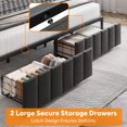 thumbnail image 6 of King Bed Frame with Storage, Upholstered Bed Frame with LED Lights Headboard and 2 Drawers, King Size Bed with Charging Station, Noise-Free, No Box Spring Needed, Easy Assembly, Grey, 6 of 8
