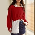 thumbnail image 4 of Virmaxy Women's 2024 Trendy Cropped Sweatshirt Scoop Neck Side Slits Long Sleeve Outfits Loose Asymmetrical Hem Pullover Tops Red XXL, 4 of 6