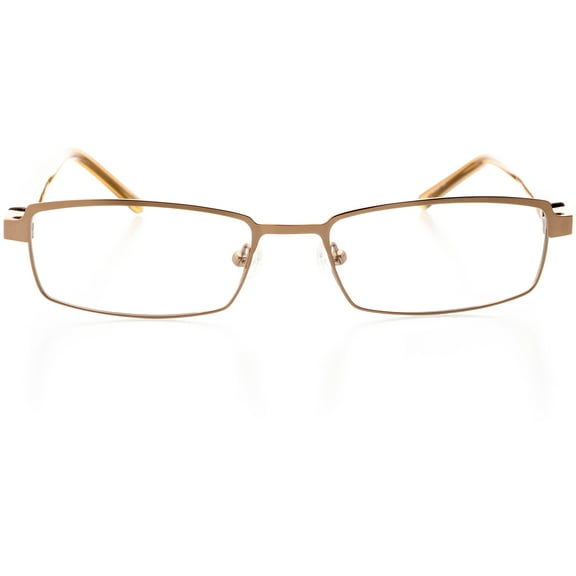 Unisex Optical Eyewear - Rectangle Shape, Metal Full Rim, Pale Copper