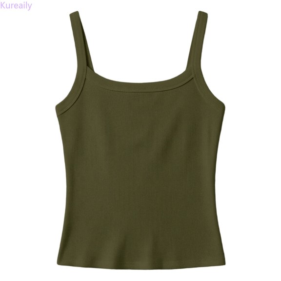 Kureaily Girls Ribbed Stretch Sleeveless Tank Top Casual Basic Slim Fit Tee Shirt For Kids Toddler Youth/ 7-8 Years/ Little Kid (Green)