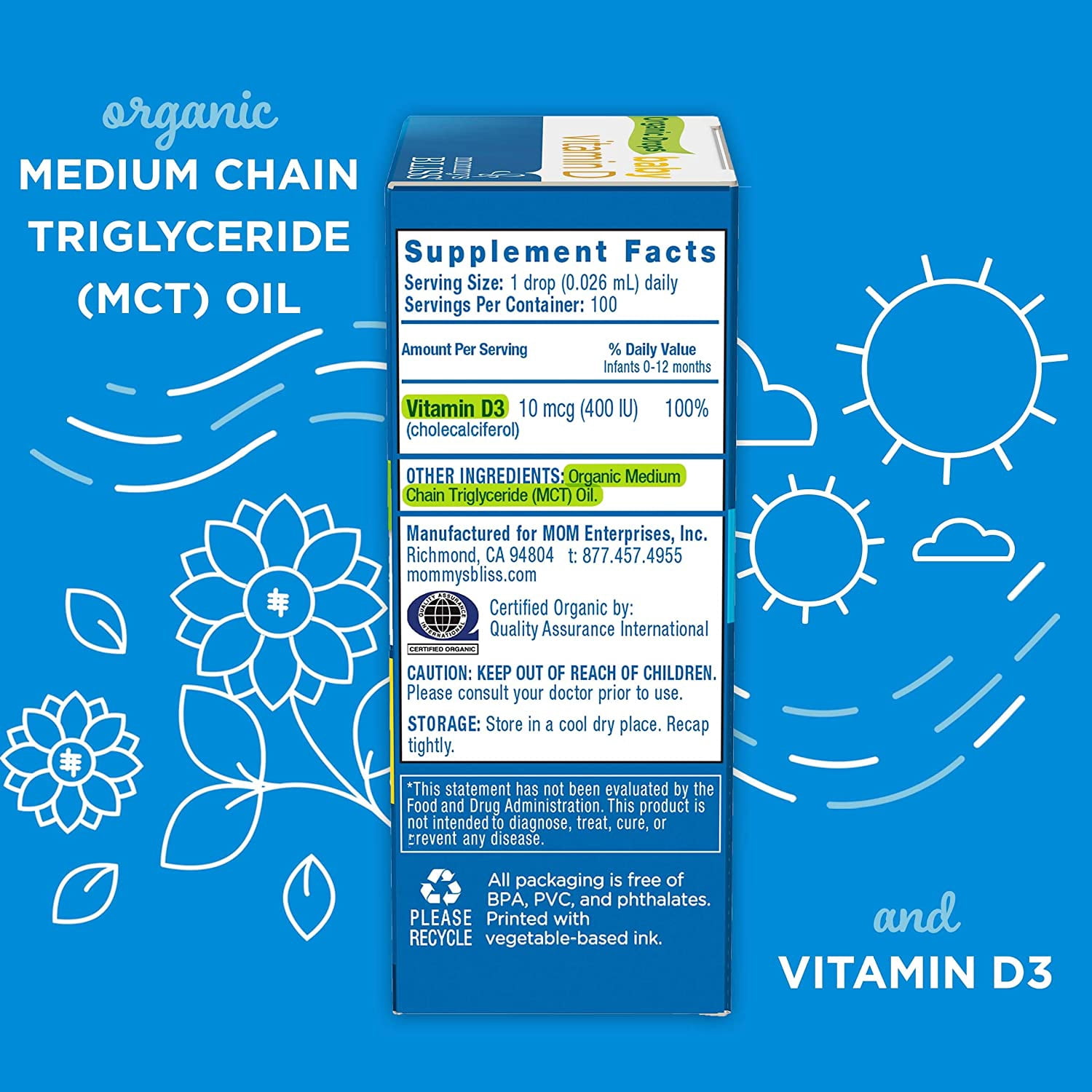 Mommy's Bliss Vitamin D Organic Drops 0.11 oz - (Pack of 2)