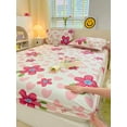 100Pure Cotton Fitted Bed Sheet Sets with Pillowcase Flower Printing