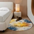thumbnail image 2 of Round Rugs 3Ft, Yellow Blue Shabby Round Area Rug Washable Indoor Throw Carpet, Abstract Modern Artwork Small Non Slip Circle Rug for Bedroom Living Room Home Decor Aesthetic, 2 of 8