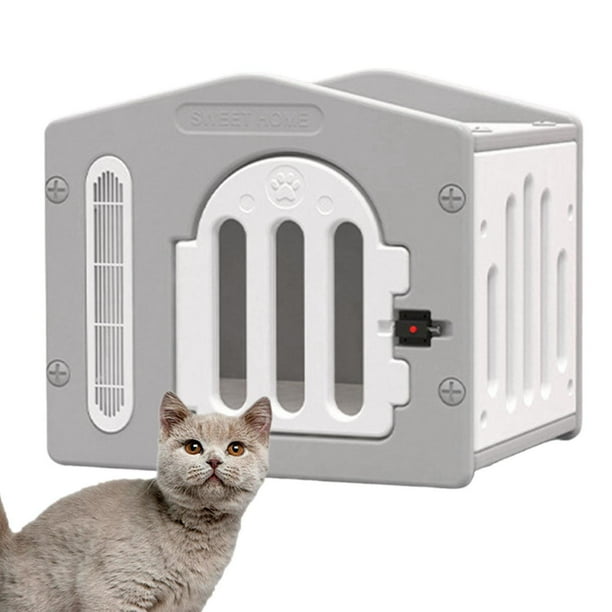 Refugio para cachorros, casa para gatitos con ventana y cerradura, refugio portátil para mascotas a prueba de lluvia, casa para gatos al aire libre Gris