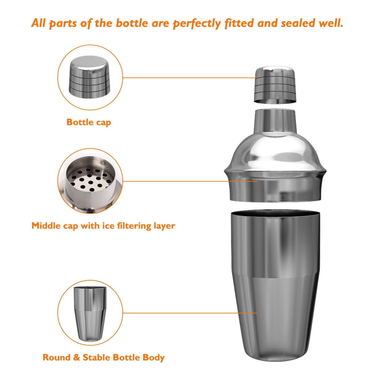 Stainless Steel Cocktail Shaker Mixer Drink Bartender Martini Bar Set Tool Kit