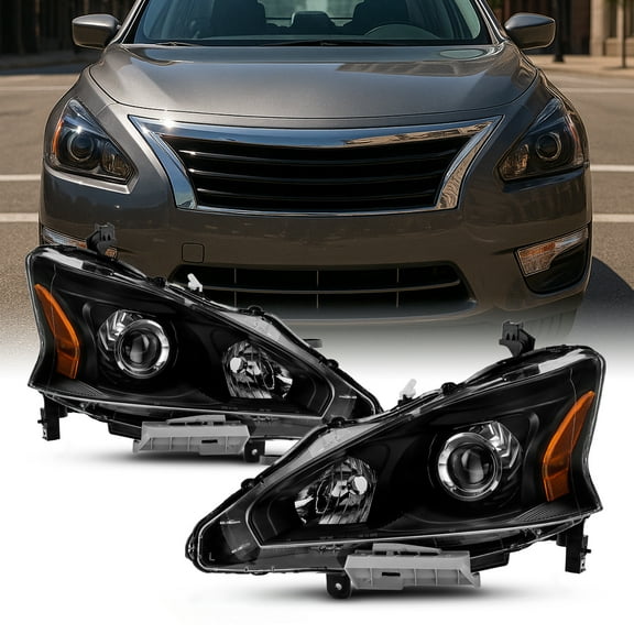 AKKON - For Black 13-15 Altima 4 Doors Sedan Halogen Type Headlights Front Lamps Replacement Pair Left   Right