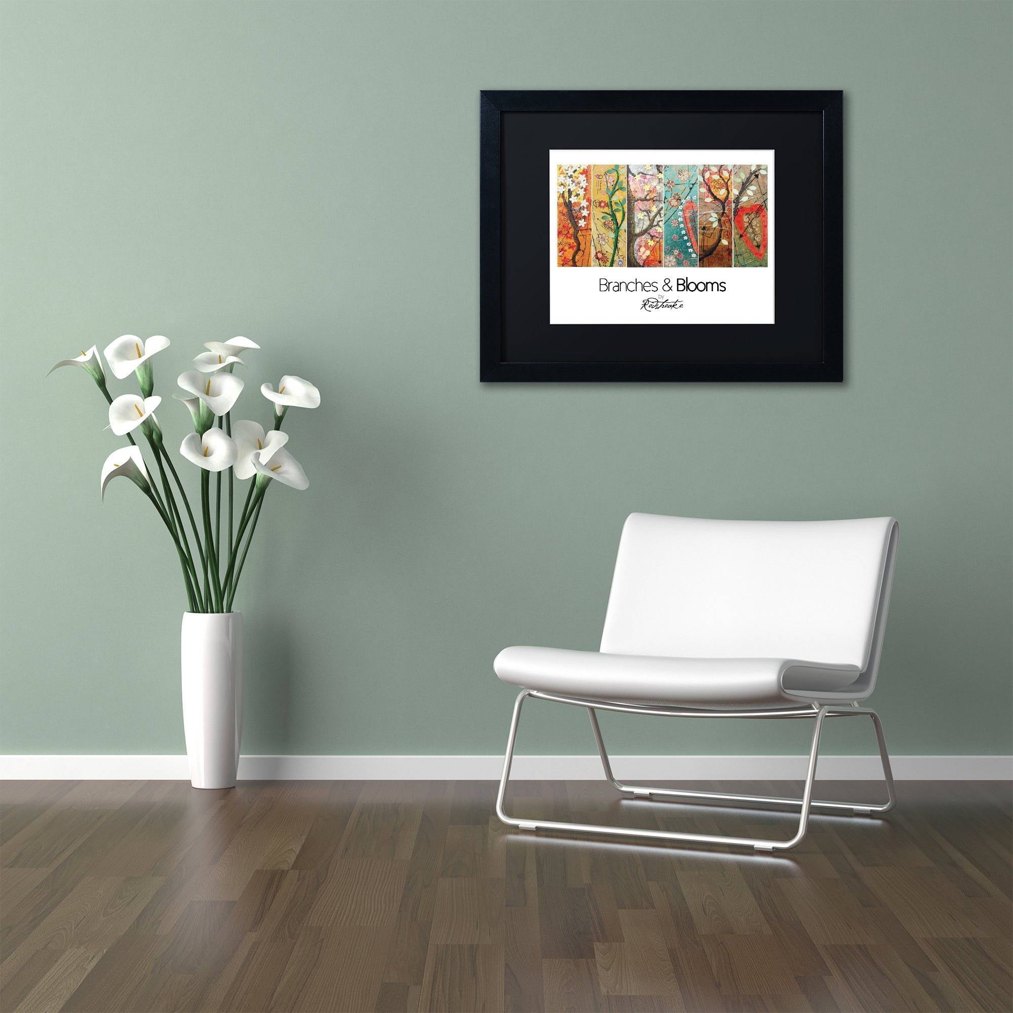 Trademark Fine Art "Branches and Blooms" Canvas Art by Jennifer Redstreake Black Matte, Black Frame