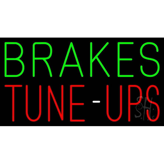 Brakes Tune Up LED Neon Sign 13 x 24 - inches, Clear Edge Cut Acrylic Backing, with Dimmer - Bright and Premium built indoor LED Neon Sign for automotive store, and mall.