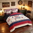 thumbnail image 2 of Manfei Sweet Heart Stars Twin Bedding, Firework Stripe Bedding Comforter Set, Red White Blue, Black Reversible 7-Piece, 2 of 6