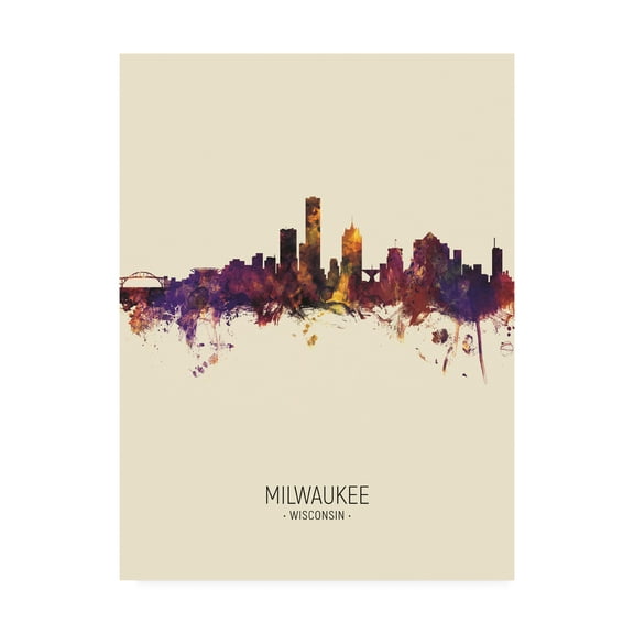 Trademark Fine Art 'Milwaukee Wisconsin Skyline Portrait III' Canvas Art by Michael Tompsett