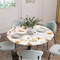 thumbnail image 5 of Orange Floral Spring Round Tablecloth for 36-44 Inch Tables, Fitted Table Cover with Elastic Edge, Butterfly Botanical Summer Waterproof Outdoor Table Cloth Protector for Patio Garden Dinner Picnic, 5 of 9