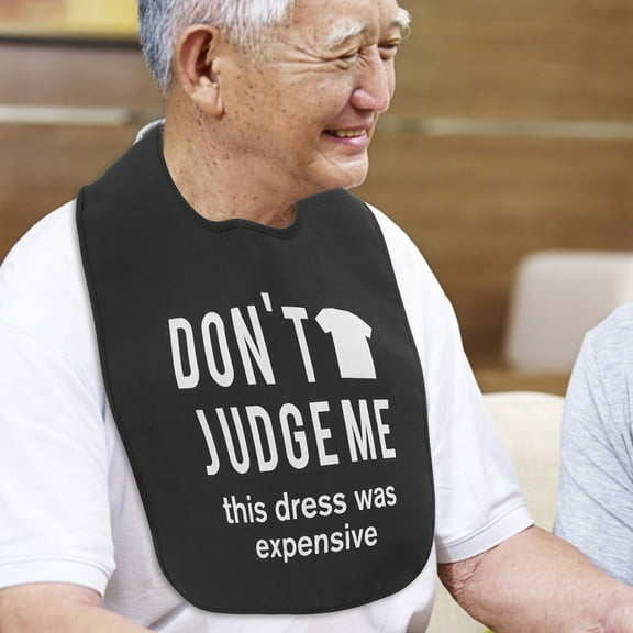 NICEXMAS 2Pcs Black Polyester Adult Bibs Folding Clothing Protector Washable for Elderly Mealtime