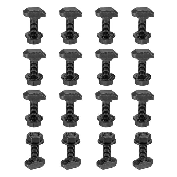 M6x20mm T-Slot Bolts, 16 Sets Drop-in Hammer Head Bolt with Nuts for 30 Series Aluminum Extrusion Profile Black
