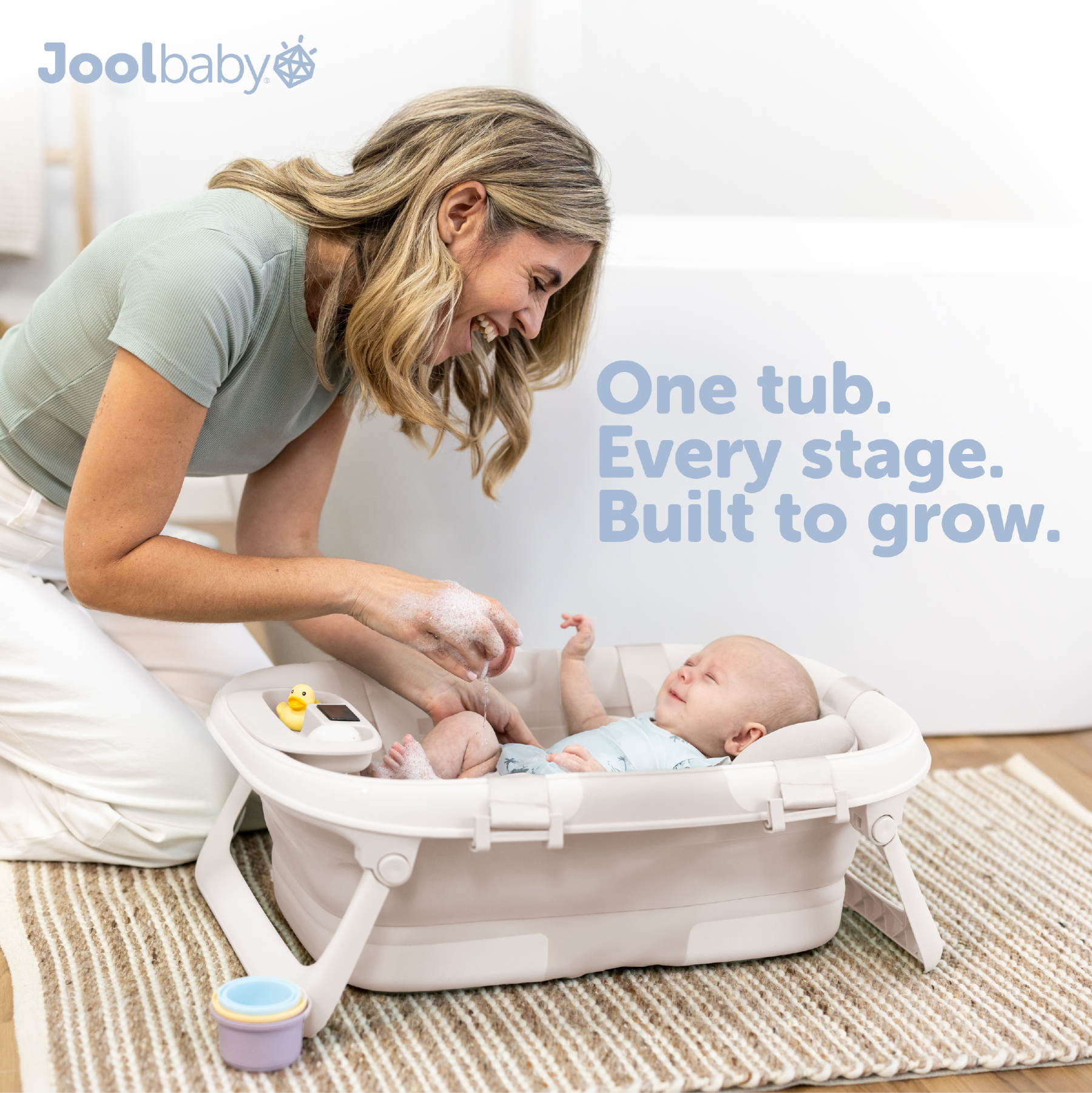 Jool Baby Foldable 3-Stage Baby Bathtub, Oatmeal photo 2