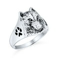 thumbnail image 2 of Bling Jewelry Mens Hunter Animal Paw Norse Viking Warrior Signet Fierce Wolf Ring Sterling Silver, 2 of 4