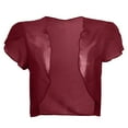 thumbnail image 3 of BODOAO Womens Single Layer Flutter Sleeve Sheer Chiffon Bolero Shrug Open Front Cropped Cardigan Lightweight Breathable Elegant Dressy Cover Up for Evening Dresses Party Formal Events Summer Wine 2XL, 3 of 3