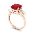 thumbnail image 2 of Three-Stone Engagement Ring for Women - 3ct Simulated Ruby in 18K Rose Gold Promise Ring, 2 of 6